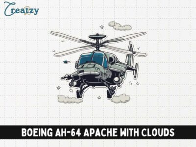 Boeing AH-64 Apache with Clouds Sticker