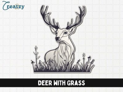 Deer with Grass