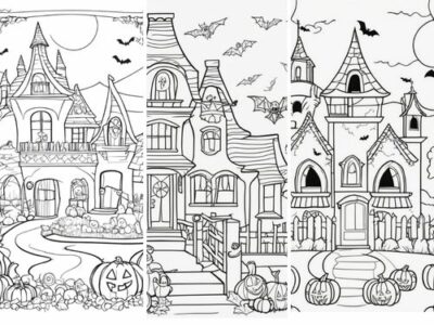 Halloween Colouring Book - Pumpkins and Haunted House Samples