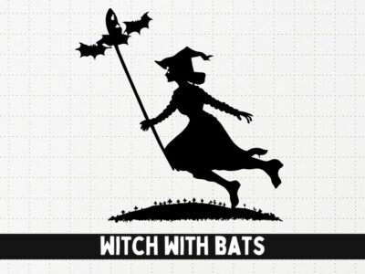 Halloween Witch with Bats SVG