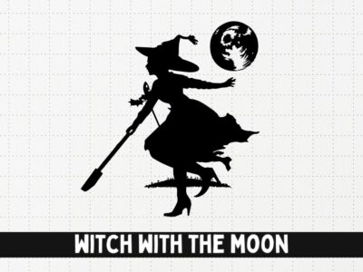 Halloween Witch with Moon SVG
