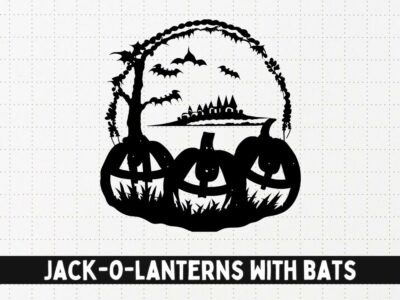 Jack-o-Lanterns with Bats SVG