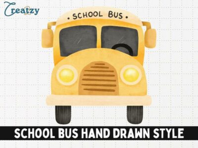 School Bus Hand Drawn Style