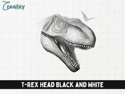 T-Rex Head Black and White