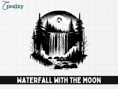 Waterfall with the Moon