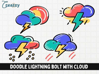 Doodle Lightning Bolt with Cloud