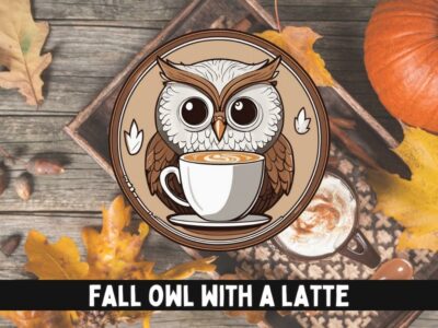 fall owl with a latte - svg and png file