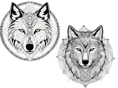 Mandala Art Style Wolf Colouring Booklet