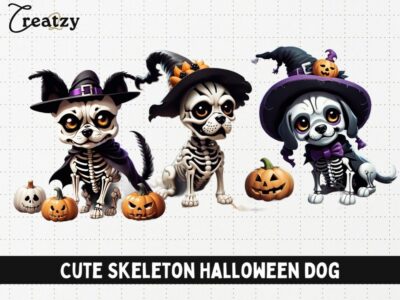 Cute Skeleton Halloween Dog - Creatzy