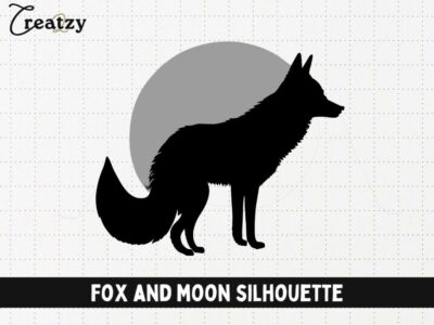Fox and Moon Silhouette Illustration - Creatzy