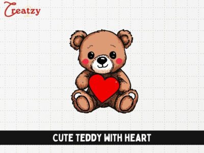Cute Teddy with heart - Digital Download - Creatzy
