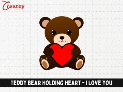 Teddy Bear Holding Heart - I love you - Digital Download - Creatzy