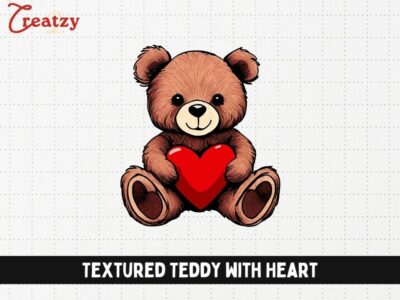 Textured Teddy with Heart - Digital Download - Creatzy
