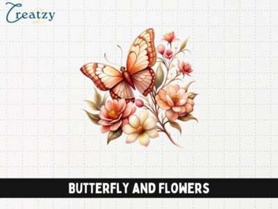 Butterfly and Flowers - Digital Download - Creatzy